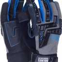 Performance Gloves, Synthetic Leather Palm, Thermoplastic Rubber Touchscreen-Compatible (Large, Blue)