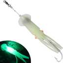 Saltwater Fishing Squid Lures Lighted Glow in the Dark LED Fishing Lures Soft Squid Jig Halibut Lingcod Salmon Trolling Lures Deep Drop Light Flasher Offshore Lures Mackerel Tuna Grouper Striper Lures