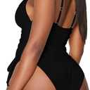 Viottiset Women's Ruched High Cut One Piece Swimsuit Tummy Control Bathing Suit Monokini, Large