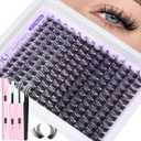 ALICE Lash Clsusters Kit Wispy Eyelash Clusters Kit Cluster 10-18mm Natural Eyelash Extension Kit 168pcs Thin Band Individual Lashes Kit with Lash Glue Bond and Seal DIY at Home