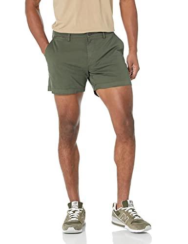 Amazon Essentials Men's Slim-Fit 5" Comfort Stretch Chino Shorts, Dark Green, 42