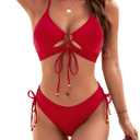 Blooming Jelly Womens Bikini Sets Two Piece Swimsuit 2026 Curvy Cutout String Bathing Suit (Red, L)