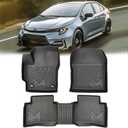 TPE Automotive Floor Mats Custom for 2020-2025 Toyota Corolla(Include Hybrid Exclude Hatchback), All Weather Cover Protection Waterproof Black Floor Liner Front & Rear Row Full Set Car Mats, 3PCS