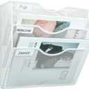PAG Hanging Wall File Holder Mail Organizer Wall Mount Document Letter Rack, 3-Tier, White