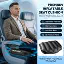 Inflatable Airplane Seat Cushion with Memory Foam | 3D Scalloped Air Baffles | Sit-to-Adjust Firmness | 2-in-1 Seat Pad & Lumbar Support, Tailbone Relief | 30s Inflate & 1s Deflate | Travel & Office, Black