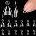 600Pcs French Almond Nail Tips - ANERNAI Half Cover Extra Short Nail Tips with Matte Clear Acrylic Gel Kit False Nails for Extension DIY Salon 12 Sizes