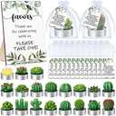 MTLEE 20 Sets Succulent Candles Baby Shower Favors for Guests Include 20 Plant Tealight Candles 20 Thank You Tags 20 Organza Bags Wooden Standing Sign for Gender Reveal Gifts(Greenery)
