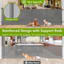 Reinforced 42" Extra Tall Pet Gate 155" Extra Wide Retractable Baby Gate with Support Rods - Prevent Crawling Under, Indoor/Outdoor Mesh Safety Gate Extra Wide Dog Gate Tall Baby Gates for Dogs, Gray