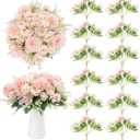 12 Packs Peonies Artificial Flowers,Silk Artificial Peonies Flowers Fake Peony Faux Floral Arrangements Bouquet for Centerpiece Table Wedding Party Home Decor Pink