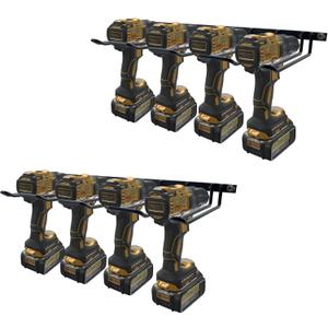 2 Pack Drill Holder, Power Tool Organizer Wall Mount, 80lb Heavy Duty Bearing Capacity Garage Storage, 4 Cordless Metal Shelf, Utility Storage Rack for Dewalt Cordless Tools Father Day Gifts