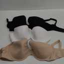 Fruit of the Loom Womens Smooth Cotton T-Shirt Bra - Ultra-Soft, Flexible, and Invisible Under Tees (38DD), Color: Black Hue/Sand/White