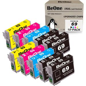 BeOne Remanufactured Ink Cartridge Replacement for Epson 69 T069 to Use with Stylus NX100 NX110 NX215 NX300 NX400 NX415 NX510 NX515 Workforce 30 40 310 500 600 610 615 (10-Pack: 4BK, 2C, 2M, 2Y)