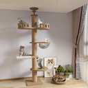 Floor to Ceiling cat Tree - Adjustable Height (95-98in,104.3-108.2in)- with Width 4.33 in Scratching Post,Cat Hammock,Fully Wrapped with sisal Rope - Heavy Duty cat Tree.(Holds 110 lbs) (Brown)