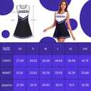 Women's Cheerleader Costume Outfit Cheer Dress with Pom Poms & Retro Striped Socks for Halloween Sports Events Theme Parties