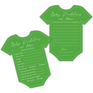 2 x C2U Baby Shower Advice & Prediction Cards - 36 Count Double Sided Wishes Game Cards For Girl or Boy- Baby Shower Decoration Fun Baby Time Prediction Activity and Keepsake For New Parents (Green)