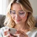 HJSTES Blue Light Blocking Glasses Women Trendy Cat Eye Metal Frame Computer Reading Eyewear(White)