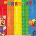 Tiamon 2 Pack Building Blocks Party Decorations 3.3 x 6.6 Ft Foil Fringe Curtains Colorful Blocks Birthday Backdrop Tinsel Streamers Photo Booth Props for Brick Baby Shower Birthday Party Supplies