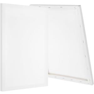 PATIKIL Stretched Canvas, 2 Pcs 24" x 16" Rectangle Canvas for Painting Blank Primed Canvas Cotton Canvas Panels for Acrylics Oil Watercolor Paints, White