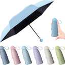 Pinkunn 6 Pieces Travel Mini Umbrella for Purse, Colored Compact Umbrellas, Bulk Small Folding UV Lightweight Portable Windproof Pocket for Sun Rain Protection, Girls Women