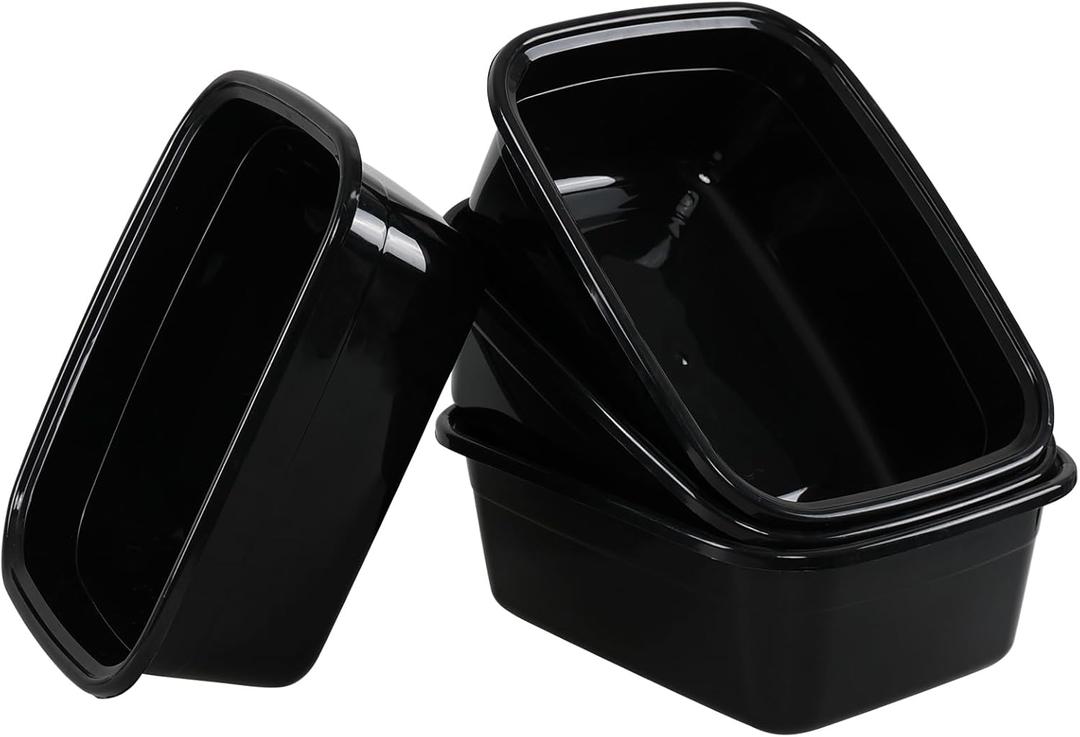 4-Pack Rectangle Wash Basins, 12 Quart Plastic Dish Pans, Black