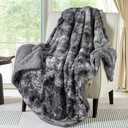 Bedsure Sherpa Fluffy Throw Blanket - Fleece Soft Warm and Cozy Throw for Women, Plush & Fuzzy Faux Fur Blanket for Couch, Sofa and Bed Decor, Tie Dye Design, Grey, 50x60 Inches