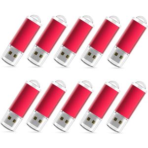 RAOYI 10PCS 1G USB Flash Drive USB 2.0 Memory Stick Bulk Thumb Drive Pen Drive Jump Drive-Red
