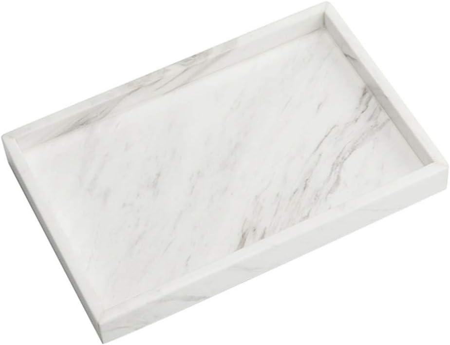 StonePlus Natural Marble Storage Vanity Tray, Cosmetics Jewelery Tray, Kitchen Organizer, Coffee Table Tray (Volakas White, Glossy Surface, 11.8L x 7.87W x 1.18H)