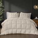 Madison Park King Comforter, Overfilled High Desity Down Alternative Fill Lofty, 3D Puff Jump Tack Quilted Microfiber Fluffy Comforter, Corner Loops, Stay Puffed, King/Cal King, Tan