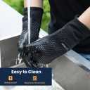 GEEKHOM BBQ Gloves X-Large, Heat Resistant Kitchen Silicone Oven Mitts, Waterproof Oven Gloves, BBQ Grill Accessories for Baking, Fryer, Smoker, Weber, Pizza, Microwave, Non-Slip, Black, L