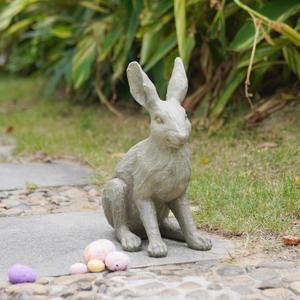 DiliComing Grey Resin Rabbit Garden Statue - Large Garden Statues Statues for Home Decor Yard Decor Garden Statues for Outside Balcony Bunny Decor for Garden Gifts 9  5  12 Inch