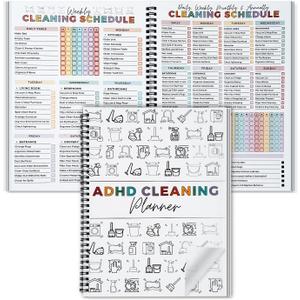 Cleaning Planner, Cleaning Schedule and Checklist Organizer, Daily Weekly Monthly Household Cleaning Planner, Chore Chart Notebook for Home, Family Cleaning Tasks, DIY Home Improvement, Editable Template (1 Pack, White)