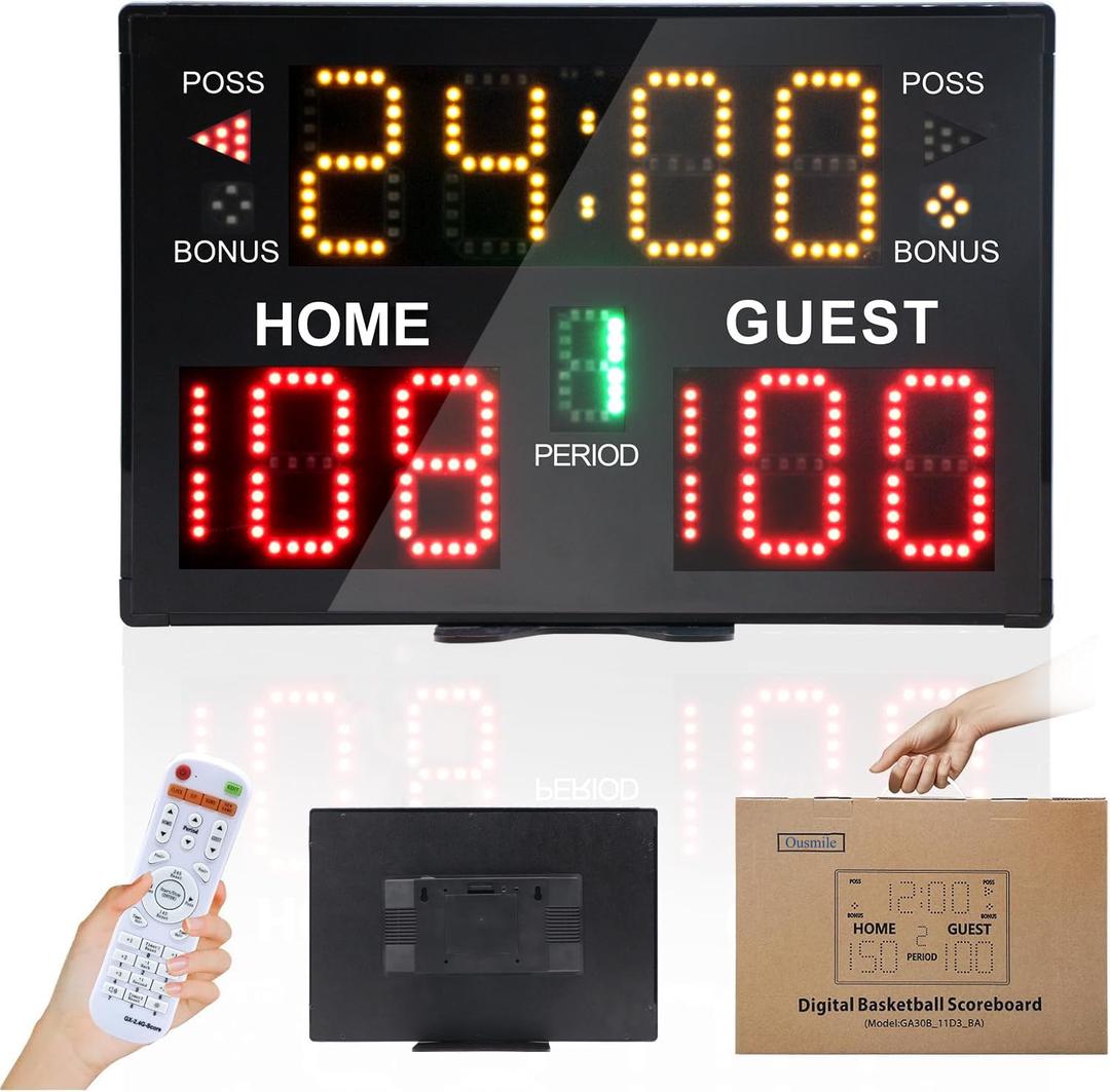 Portable Digital Scoreboard with Remote, LED Electronic Score Keeper, Battery Powered Basketball Score Board, Outdoor Scoreboard for Indoor Outdoor Courts & Sports Events, tyle Name: Standard, without tripod