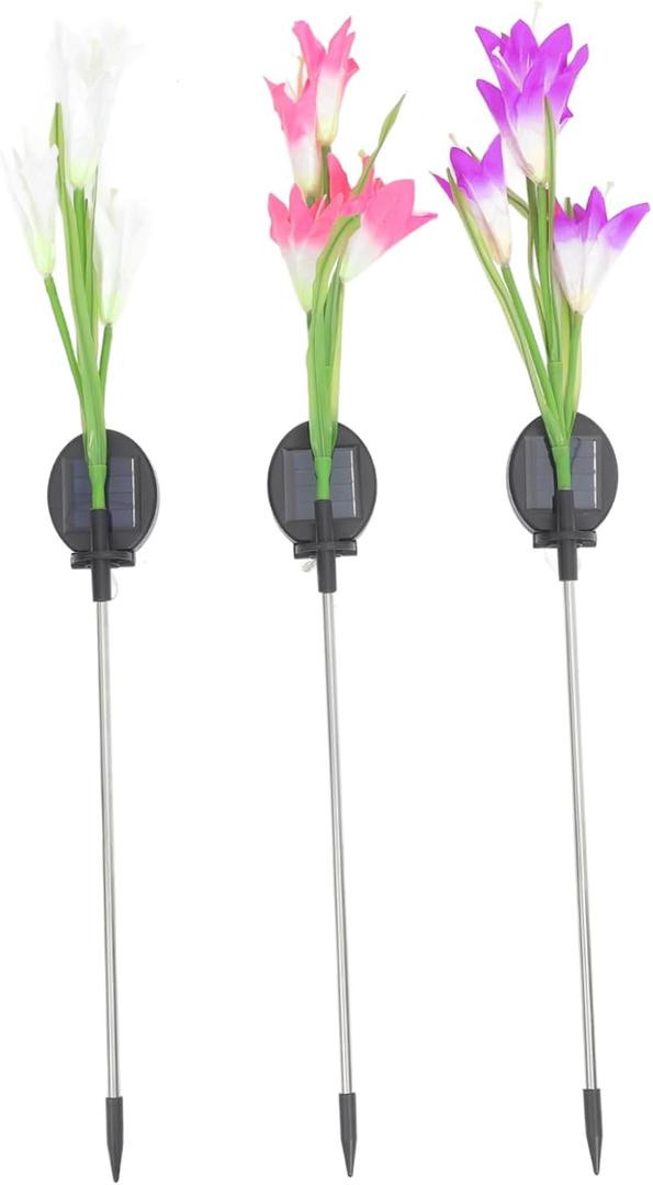 BESPORTBLE 4-Piece Solar-Operated Garden Lights Flower Stake Lamps Decorative Solar Powered Outdoor Use
