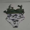 Tempt Me Women Two Piece Swimsuit High Waisted Bikini Halter Vintage Retro Bathing Suit Push up Swimwear (Green Palm Tree), Size: M