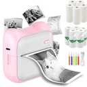 Mini Sticker Printer, Portable Thermal Printer, Inkless Pocket Maker for Study Notes, Pictures, DIY, Label, Photos, DIY, Compatible with iOS & Android