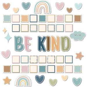 Boho Be Kind Bulletin Board Set Motivational Classroom Bulletin Board Decoration Boho Rainbow DIY Photos Crafts Cutouts for Back to School Nursery Kindergarten Office Home Chalkboard Wall Door Supply