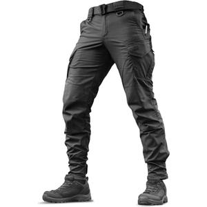 Aggressor Flex - Tactical Pants - Men Cotton with Cargo Pockets (32W x 32L, Black)