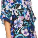 Women's Floral Print Button Down Shirts Short Sleeve Summer Casual Blouse Tops (Blue, S)