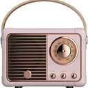Dosmix Retro Bluetooth Speaker, Vintage Decor, Small Wireless Bluetooth Speaker, Cute Old Fashion Style for Kitchen Desk Bedroom Office Outdoor Accessories for Android/iOS Devices (Pink)
