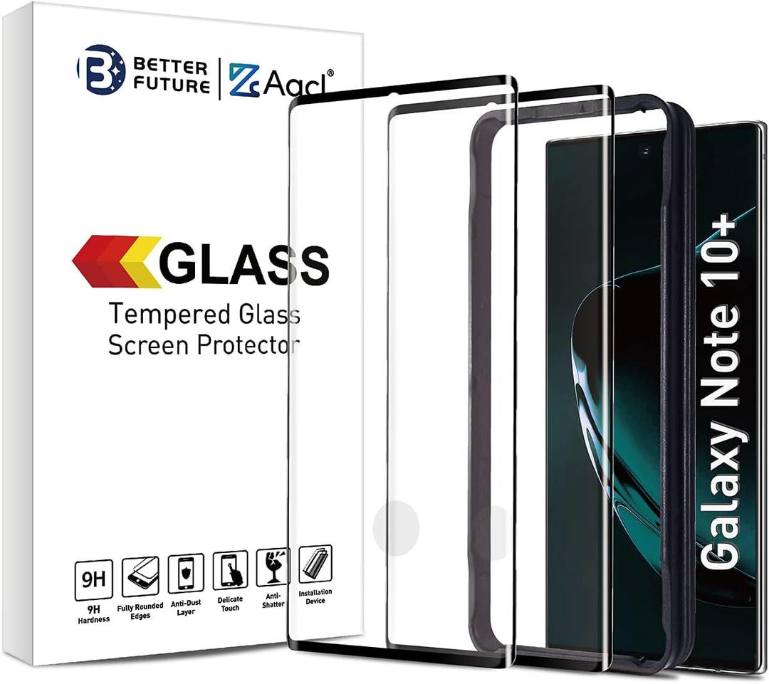 AACL Screen Protector for Samsung Galaxy Note 10 Plus,6.8 Inch,Curved Tempered Glass,Compatible with Ultrasonic Fingerprint Scanner,2 Pack
