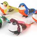 PAREKS Artificial Feathered Birds, 12pcs Artificial Bird Colorful Simulation Foam Birds Christmas Decorations Small Bird Figurine for Home Indoor Outdoor Garden Wedding Christmas Tree Ornament/764
