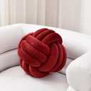 Sioloc Soft Knot Ball Pillows,Round Throw Pillow Cushion Home Decoration Plush Pillow,Throw Knotted Pillow Handmade Round Plush Pillow10.6inches,Burgundy (Medium (Pack of 1))
