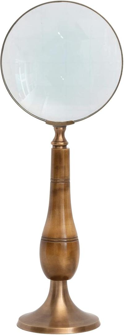 Vintage Brass and Bone Magnifying Glass, Multicolor
