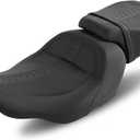 Driver Passenger Low-Profile 2-Up Leather Seat Fit for Harley Davidson Street Glide 2024-up,CVO Street Glide 2023-up,Road Glide&CVO Road Glide ST 2024-up,CVO Road Glide 2023-up Black