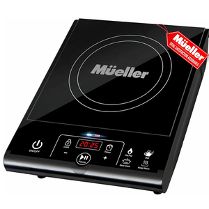 Mueller RapidTherm Portable Induction Cooktop Hot Plate Countertop Burner 1800W, 8 Temp Levels, Timer, Auto-Shut-Off, Touch Panel, LED Display, Auto Pot Detection, Child Safety Lock, 4 Preset Programs
