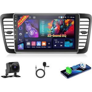 [4G+64G] Android 15 Car Stereo for Subaru Legacy Outback 2003-2009 with Wireless Carplay Android Auto, 9 Inch HD Touchscreen with WiFi GPS Bluetooth5.0 FM/RDS Radio 32EQ SWC Backup Camera MIC