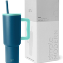 40 oz Stainless Steel Tumbler with Handle and Straw Lid