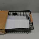 2 Tier Fruit Basket for Kitchen Counter with 2 Banana Hangers, Countertop Metal Bread Basket with Wooden Handle, Large Storage Stand for Vegetables, Snacks, Eggs, Produce Storage  Black