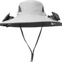 Men Women Wide Brim Sun Hats with 2 Solar Fan Waterproof Breathable Bucket Hat Outdoor Fishing Hat for Hiking Camping (One Size, Solid Light Grey)