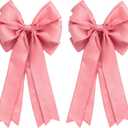 Meseey Large Velvet Bows for Farmhouse Wreaths, 20 x 10 Inches, 2 Pack, Door Decorations (Pink)